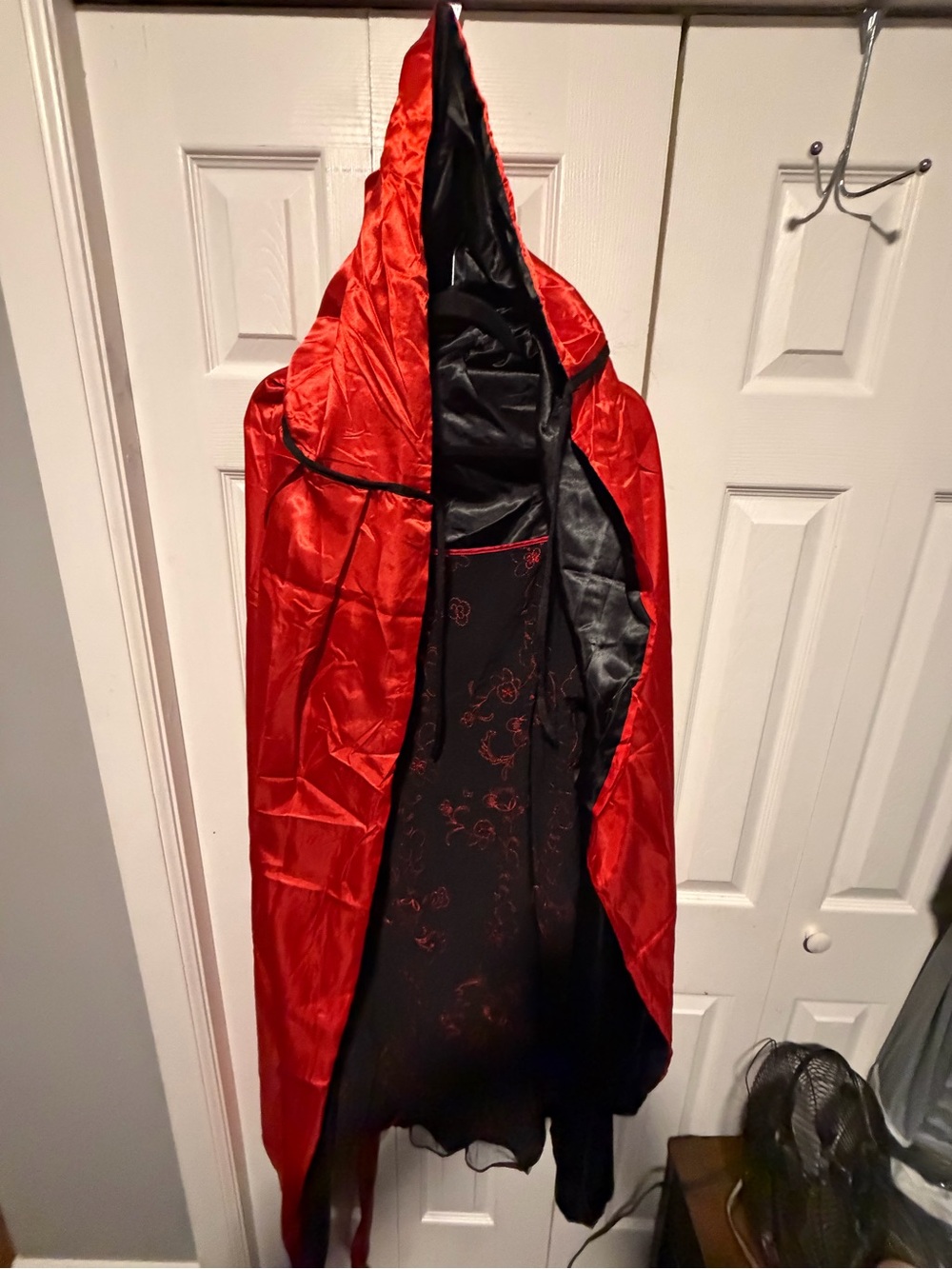Red Hooded Vampire Cape with black dress - Brand Unknown